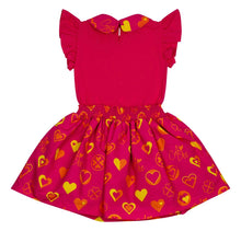 Load image into Gallery viewer, ADee MOLLY Hot Pink Colour Block Heart Print Mixed Dress S242704
