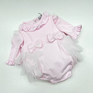 Blues Baby Girls Pink Top And Bloomer Style Romper with Bow Appliqué BB0850 BB0850A