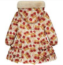 Load image into Gallery viewer, Adee CARA Snow White Faux Fur Hooded Crown Print Coat W233206
