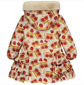 Adee CARA Snow White Faux Fur Hooded Crown Print Coat W233206