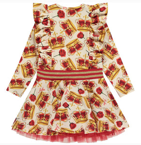 ADee COURTNEY Snow White Crown Print Jersey Dress W233708