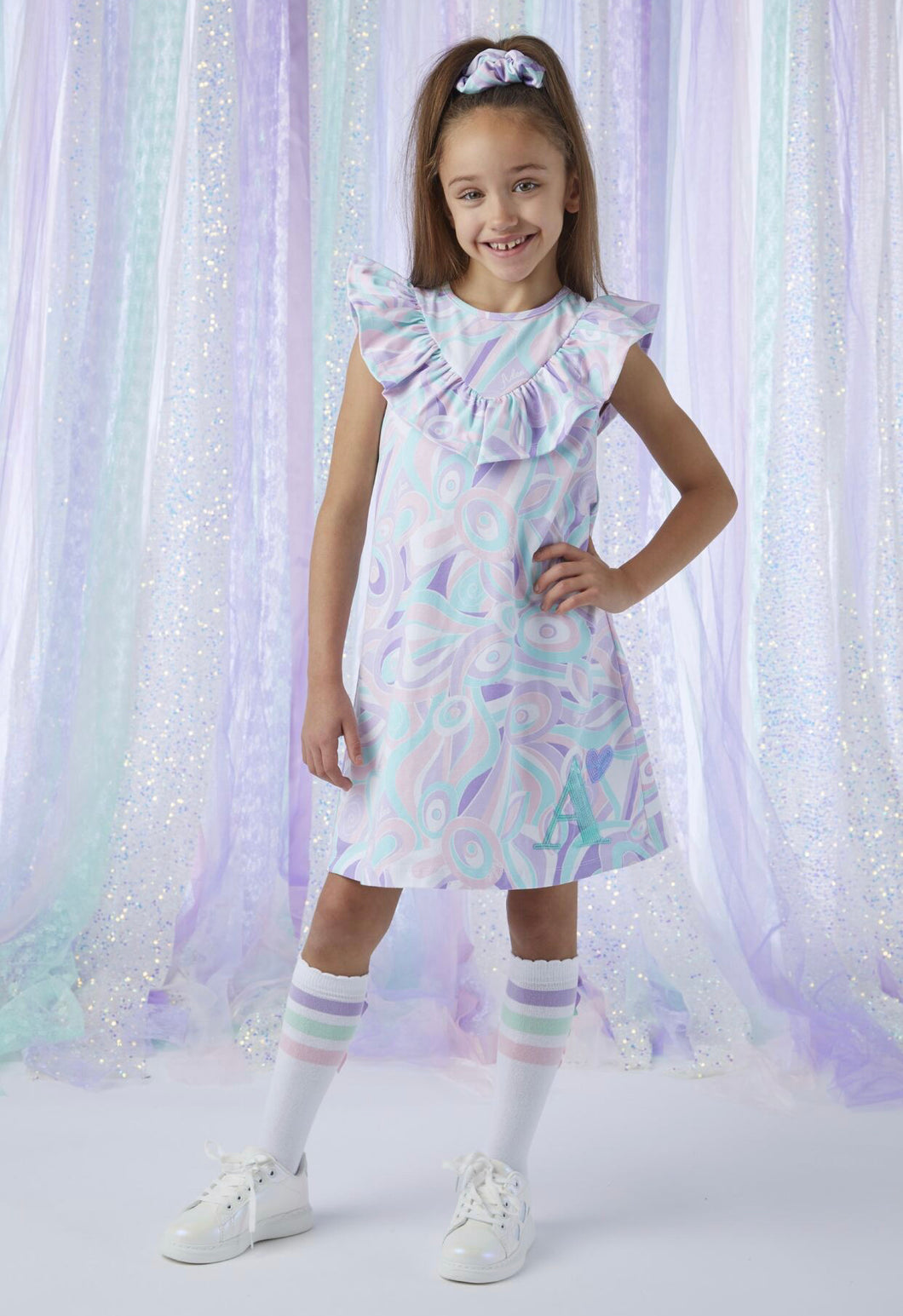 ADee NATASHA Lilac Pastel Print Jersey Dress S243709