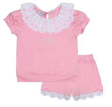 Load image into Gallery viewer, ADee LINDA Pink Broderie Anglaise Sweat Short Set S241503

