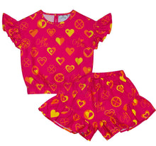 Load image into Gallery viewer, ADee MELISSA Hot Pink Colour Block Heart Print Short Set S242509
