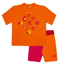 Load image into Gallery viewer, ADee MARNIE Bright Orange Colour Block Cycling Short Set S242510
