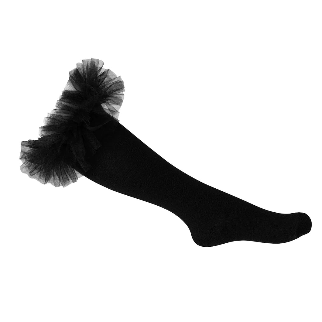 Daga Black Tulle  Knee Socks