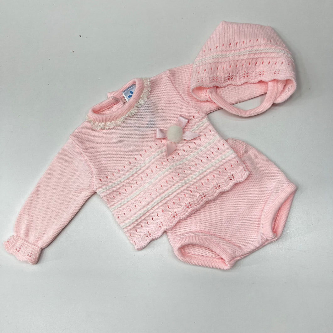 Sardon Pink Pom Pom Knitted Jam Pants Set