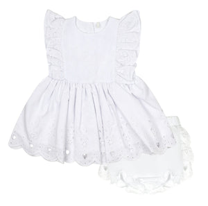 Little A JUNIPER Bright White Broderie Anglaise Dress LA24107
