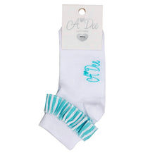 Load image into Gallery viewer, ADee OCTAVIA Bright White Stripe Frill Ankle Sock S244923
