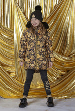 Load image into Gallery viewer, ADee BOBBIE Black Faux Fur Hooded Baroque Print Jacket W232205
