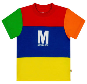 Mitch & Son VIGGO VIAN Multi Colour Block T-shirt And Blue Sweat Shorts MS24219 MS24220