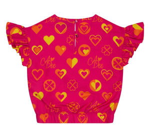 ADee MELISSA Hot Pink Colour Block Heart Print Short Set S242509