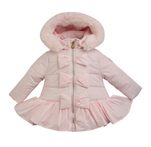 Little A ELSA Baby Pink Fur Trimmed Padded Coat LA23301