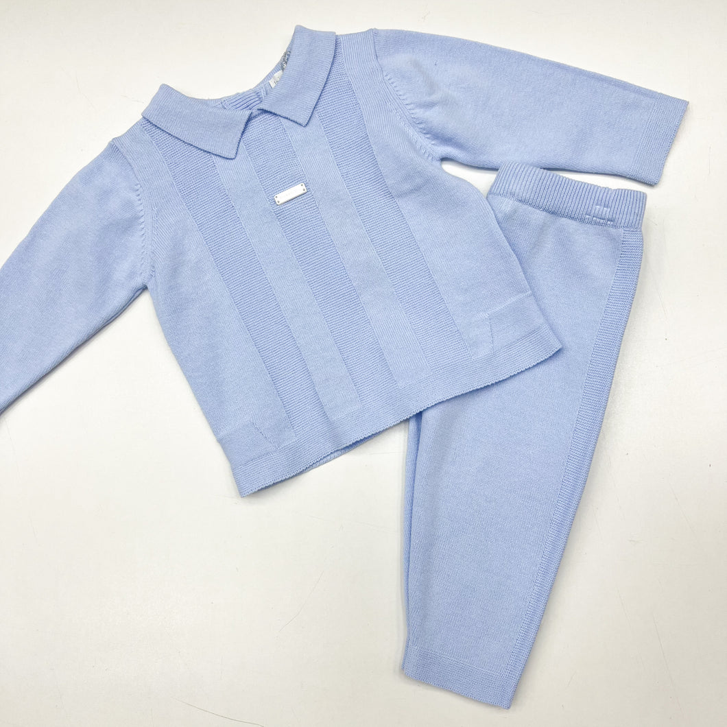 Blues Baby Boys Blue Rib Panel Knitted two Piece Set BB0894 BB0894A