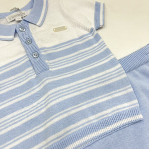Blues Baby Boys Blue Knitted Polo Shirt And Shorts Set BB1341