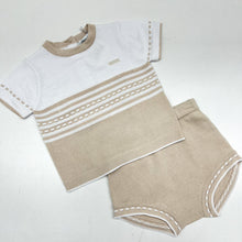 Load image into Gallery viewer, Blues Baby Boys Beige Knitted Round Neck 2 Piece Set BB1340
