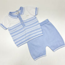 Load image into Gallery viewer, Blues Baby Boys Blue Knitted Polo Shirt And Shorts Set BB1341
