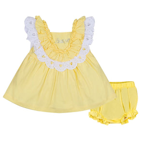Little A JOSEPHINE Lemon Poplin Dress LA24108