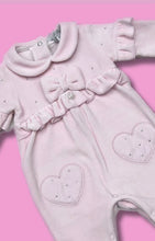 Load image into Gallery viewer, Blues Baby Girls Velour Sleeper With Diamante Stud Detail BB1119
