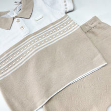 Load image into Gallery viewer, Blues Baby Boys Beige Knitted Polo Shirt And Short Set BB1339
