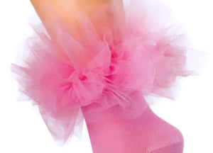 Daga Pink Tulle Frill Ankle Socks