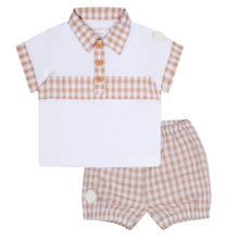Load image into Gallery viewer, Mitch &amp; Son SAMUEL White and Beige Check Polo Set MS24006
