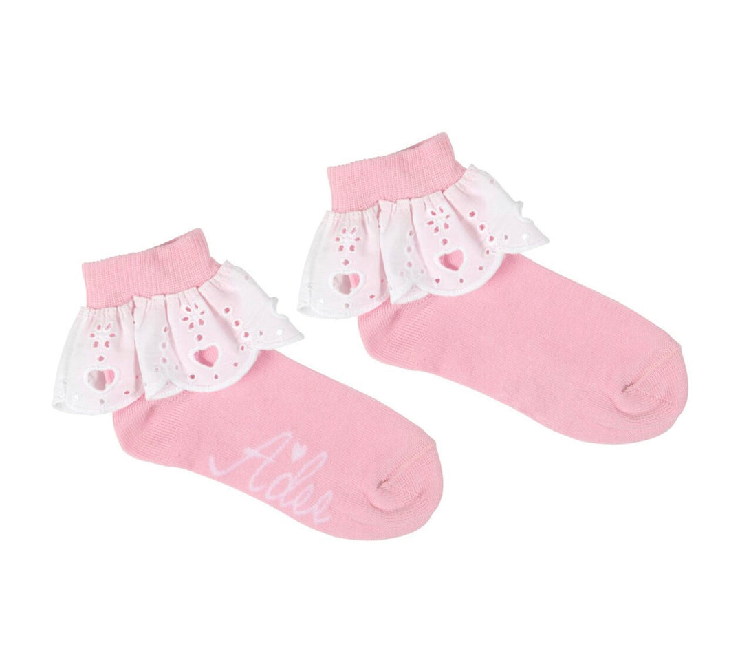 ADee LENNI Pink Broderie Anglaise Ankle Sock S241903 PRE ORDER