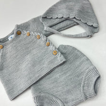 Load image into Gallery viewer, Sardon Grey Knitted button Down 3 piece Jam Pants Set
