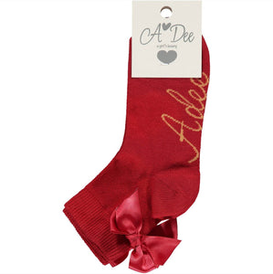 ADee CALI Red Bow Ankle Sock W233924