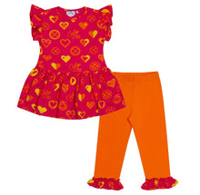 Load image into Gallery viewer, ADee MINNIE Hot Pink Colour Block Heart Print Legging Set S242511
