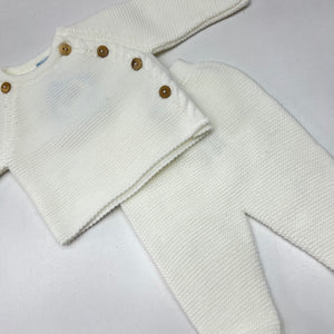Sardon Baby cream Knitted Button Down Two Piece Set
