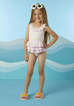 Load image into Gallery viewer, ADee ARIEL Bright White Chevron Print Swimsuit S241802
