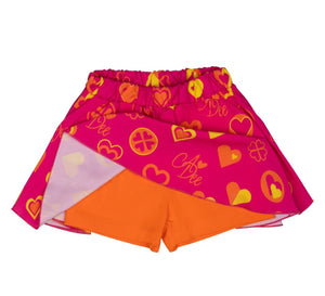 ADee MONICA Hot Pink Colour Block Heart Print Skirt Set S242508