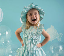 Load image into Gallery viewer, Little A KOURTNEY Blue Stripe Seersucker Dress LA24208
