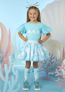 ADee OLIVE Aruba Blue Pearl Print Skirt Set S244519