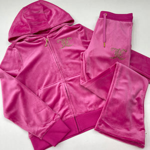 Juicy Couture Bright Pink Velour Zip-Up Tracksuit