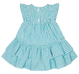 Little A KOURTNEY Blue Stripe Seersucker Dress LA24208