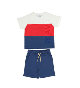 Mayoral Red and Navy Short Set 3609