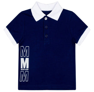 Mitch & Son WELLS WYLIE Navy Blue Triple M Polo And Grey Knitted Poly Shorts MS24310 MS24317