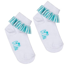 Load image into Gallery viewer, ADee OCTAVIA Bright White Stripe Frill Ankle Sock S244923
