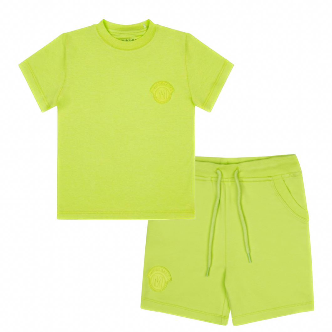 Mitch & Son WILSON WOLF Lime Badge T-shirt And Sweat Shorts MS24313 MS24318