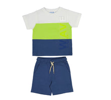 Load image into Gallery viewer, Mayoral Lime green and Navy Short Set 3609
