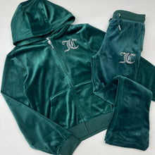Load image into Gallery viewer, Juicy Couture Emerald Green Velour Zip-Up Tracksuit
