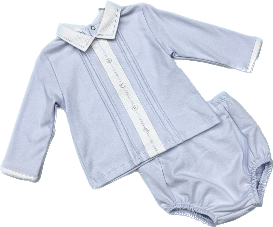 Blues Baby Boys Italian Fleece Jam Pants Set With Contrast Collar BB0801 BB0801A