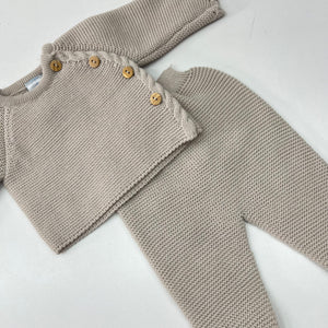 Sardon Knitted Taupe Button Down Two Piece set