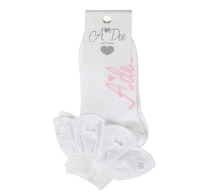 ADee LENNI Bright White Broderie Anglaise Ankle Sock S241903