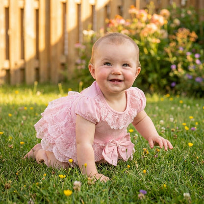 Lace Bow Baby Romper