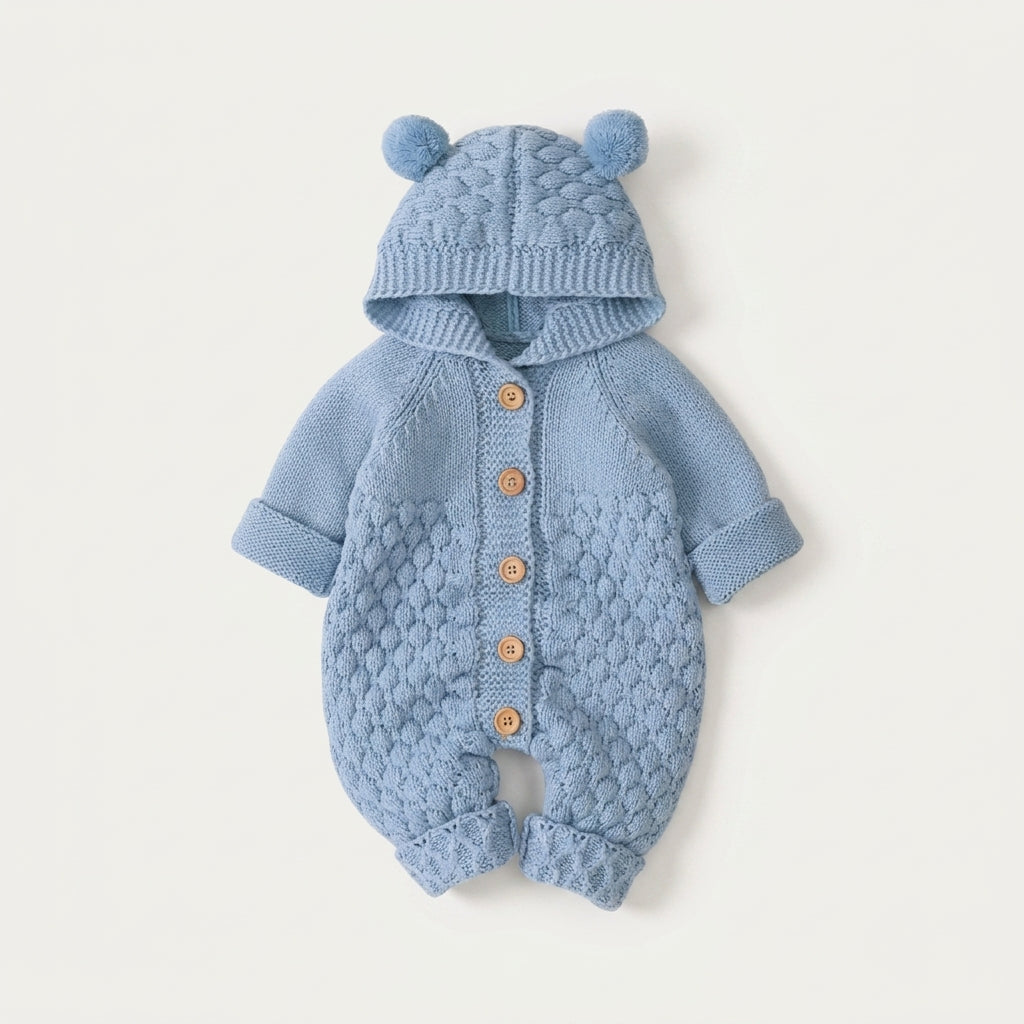 Bear Hood Knitted Romper