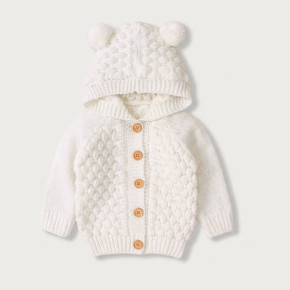Bear Hood Knit Cardigan