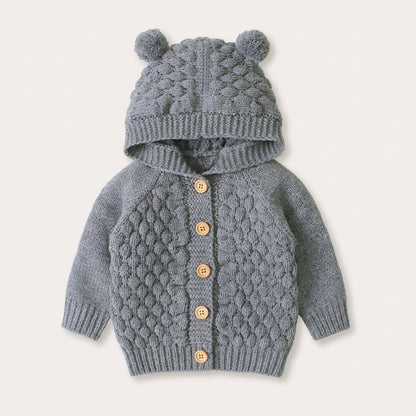Bear Hood Knit Cardigan